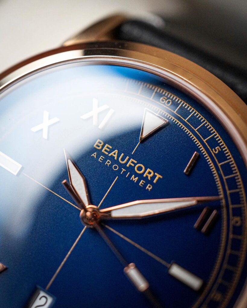 Detalle del dial del Beaufort Aerotimer